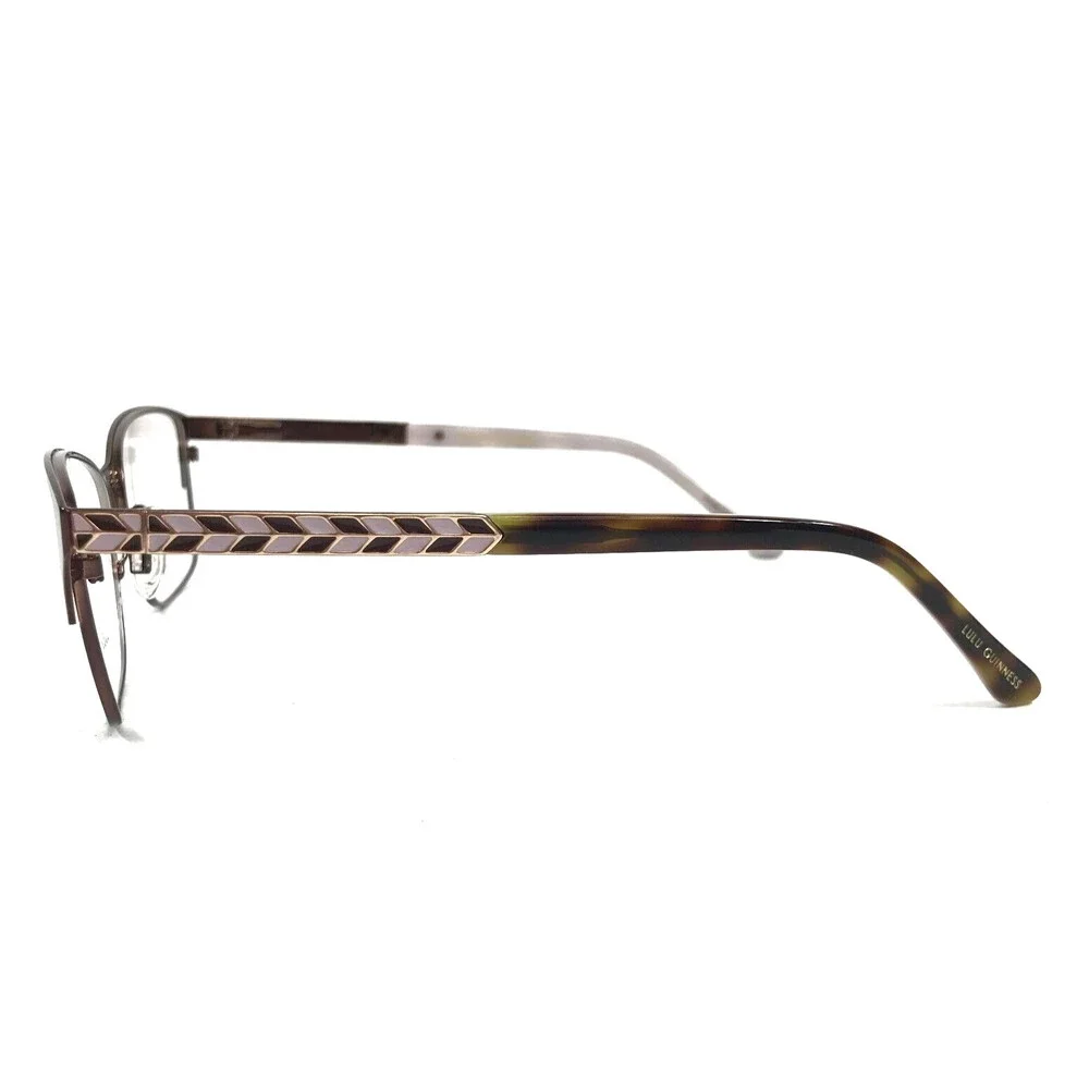 Lulu Guinness Eyeglasses Frames L200 BRN Brown Purple Cat Eye Full Rim 56-16-135
